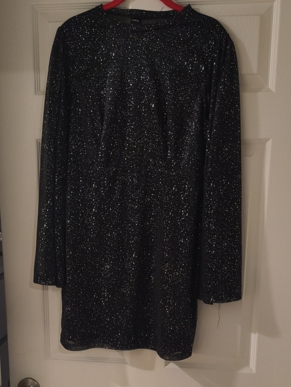 SHEIN Black Sparkle Long-Sleeve Backless Dress